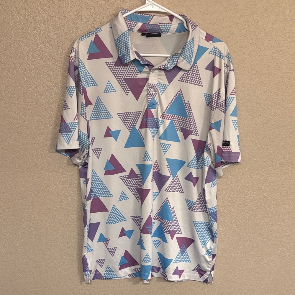 Purple and Blue Geometric Men's Polo Shirt